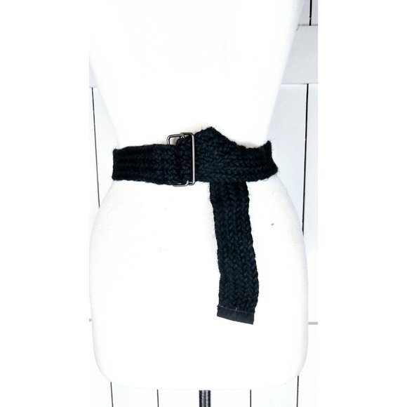 90s vintage wide black jute braided chord belt black cotton jute rope chord belt - Picture 2 of 3